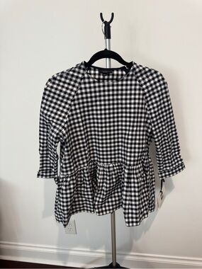 Victoria Beckham for Target Blue and White Gingham Peplum Tunic